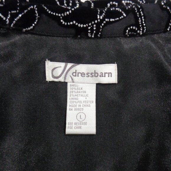 Dressbarn Women's Silk Blingy Shirt Black,‎ Silver, Lace and  Velvet Top Size L - Picture 4 of 8